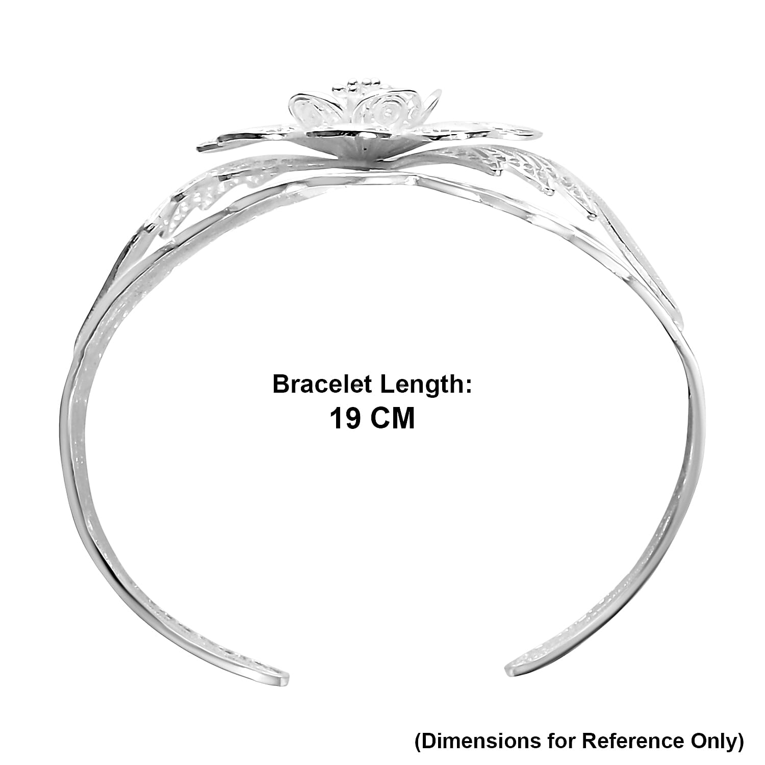 Royal Bali Collection - Sterling Silver Cuff Bangle (Size - 7.5), Silver Wt. 34.00 Gms