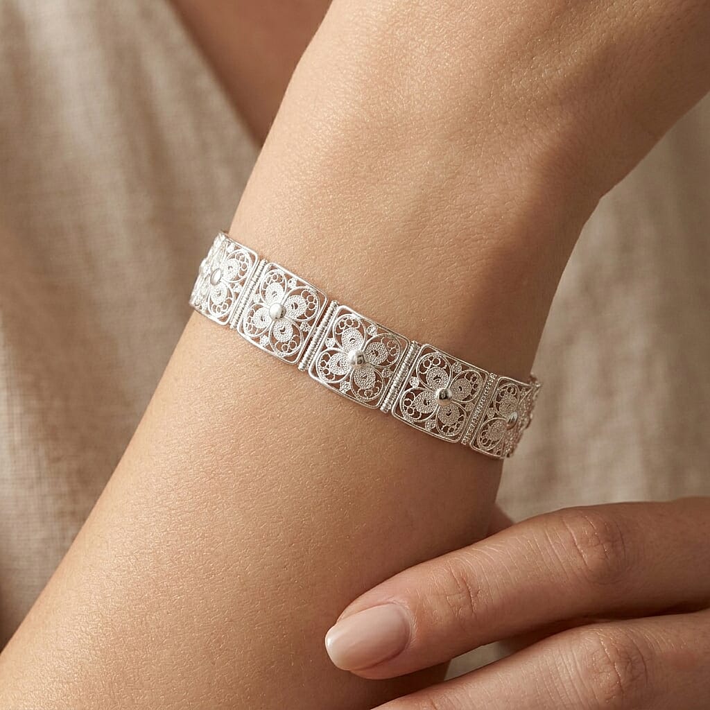 Royal Bali Collection - Sterling Silver Bracelet (Size - 7.5-0.5 Ext), Silver Wt.16.00 Gms