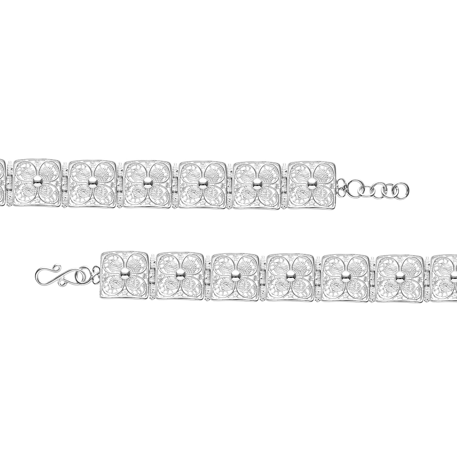 Royal Bali Collection - Sterling Silver Bracelet (Size - 7.5-0.5 Ext), Silver Wt.16.00 Gms
