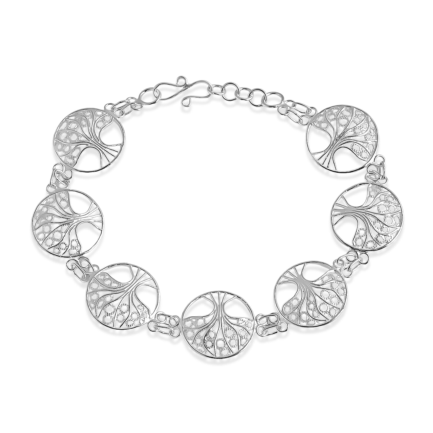 Royal Bali Collection - Sterling Silver Bracelet (Size - 7.5-0.5 Ext), Silver Wt.11.00 Gms
