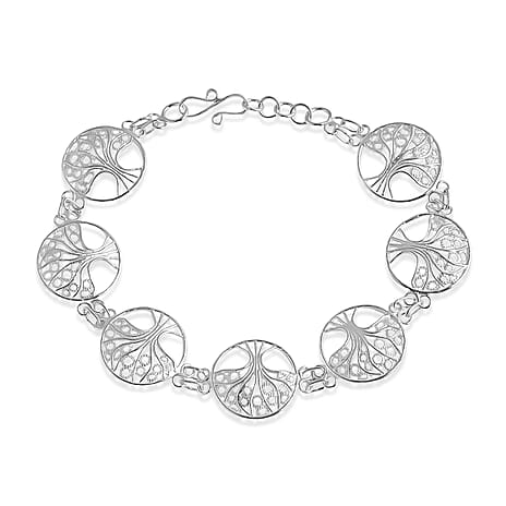 Royal Bali Collection - Sterling Silver Bracelet (Size - 7.5-0.5 Ext), Silver Wt.11.00 Gms