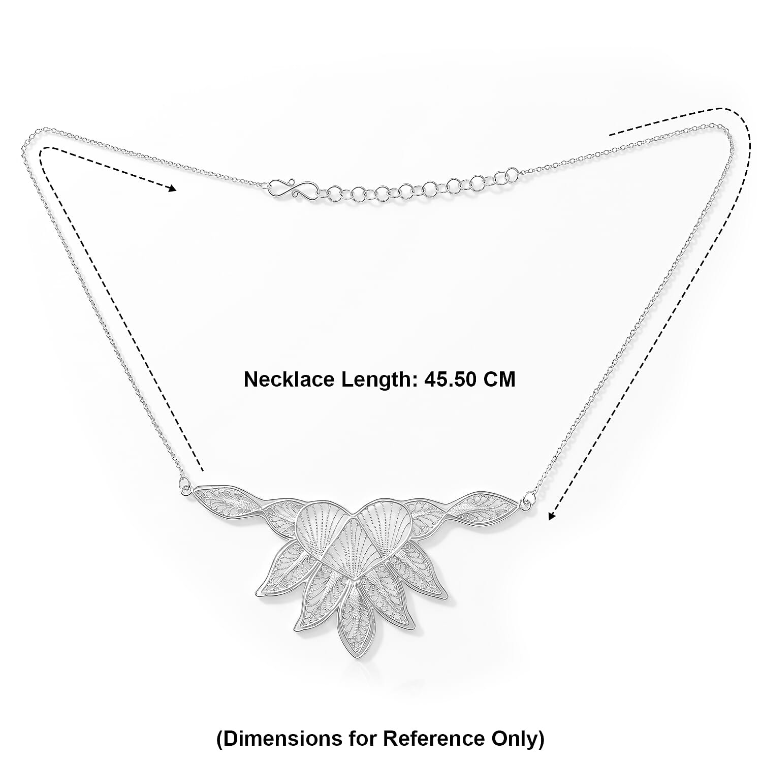 Royal Bali Collection - Sterling Silver Leaf Cluster Necklace (Size - 20)