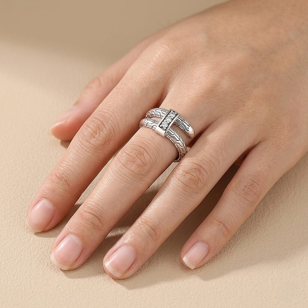 Luxuriant - Lab Grown Diamond Sterling Silver Trilogy Ring