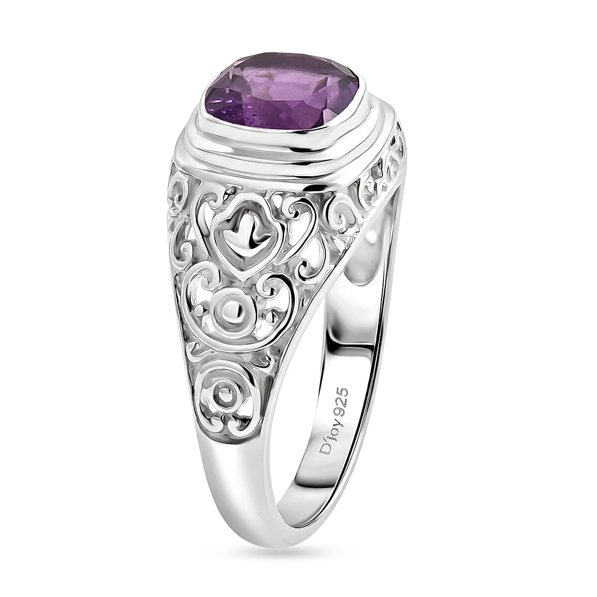 Royal Bali Collection - D'Joy African Amethyst Sterling Silver Solitaire Ring 2.13 Ct.