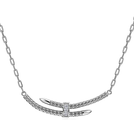 Luxuriant Lab Grown Diamond Serpert Trilogy Chain Necklace in Sterling Silver Luxuriant Lab Grown Diamond Serpert Trilogy Chain Necklace in Sterling Silver