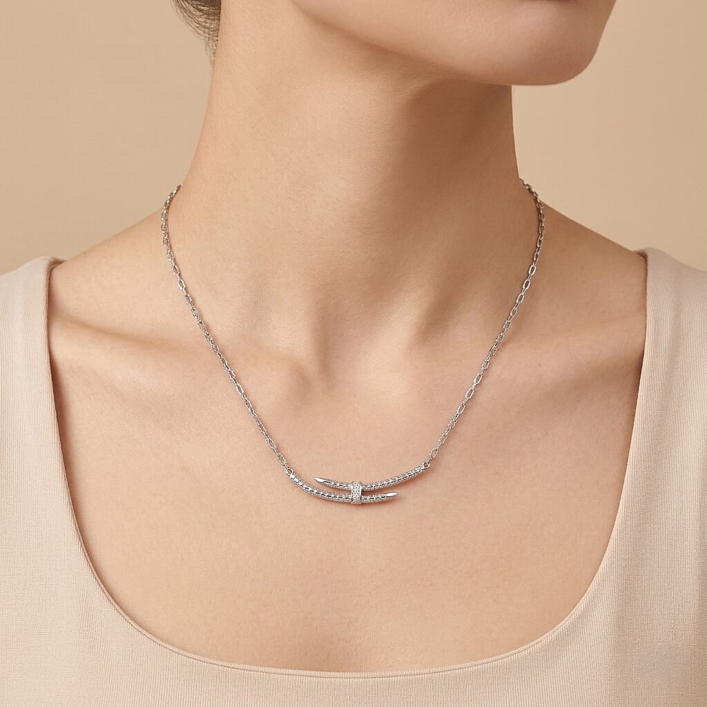 Luxuriant - Lab Grown Diamond Sterling Silver Necklace (Size - 20)
