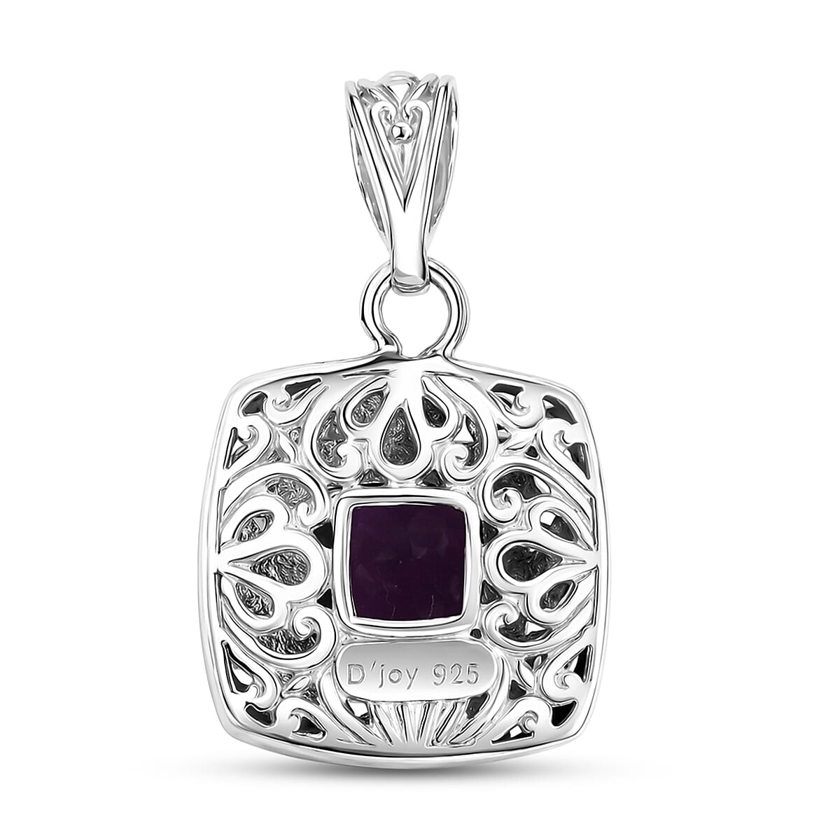 Royal Bali Collection - D'Joy African Amethyst Sterling Silver Cushion Cut Solitaire Pendant 2.40 Ct.