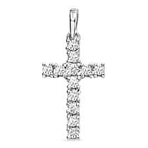 EverTrue Natural Diamond Cross Pendant in White Tone