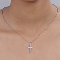 EverTrue Natural Diamond Cross Pendant in White Tone