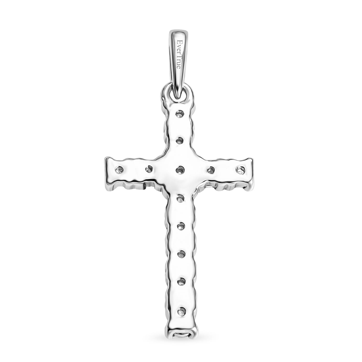 EverTrue Natural Diamond Cross Pendant in White Tone