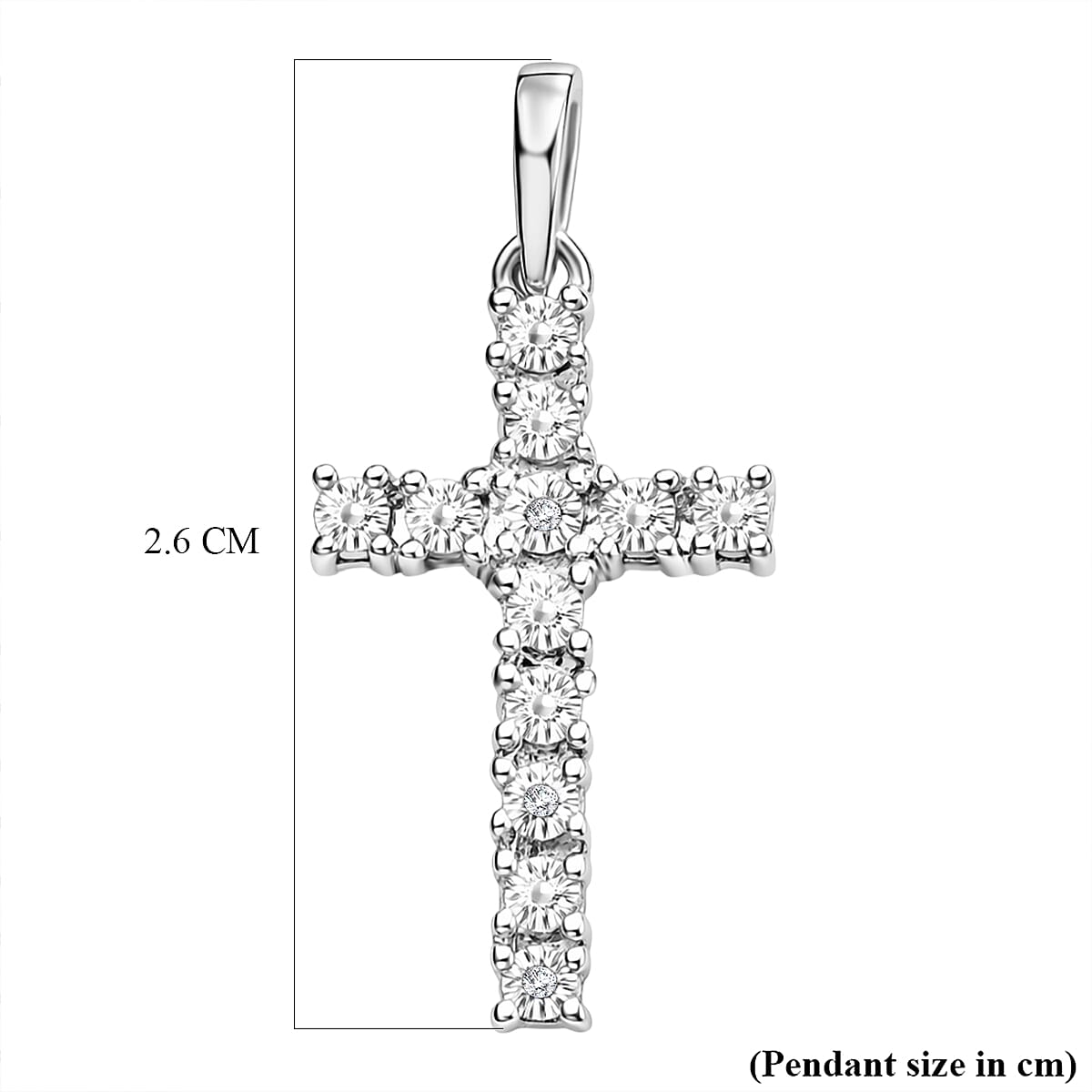 EverTrue Natural Diamond Cross Pendant in White Tone