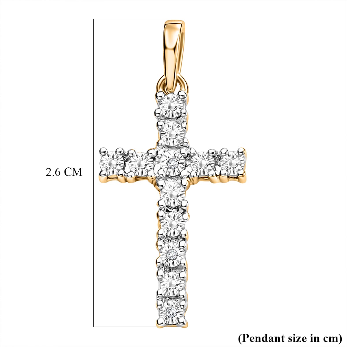 EverTrue White Diamond Cross Pendant in Yellow Gold Tone