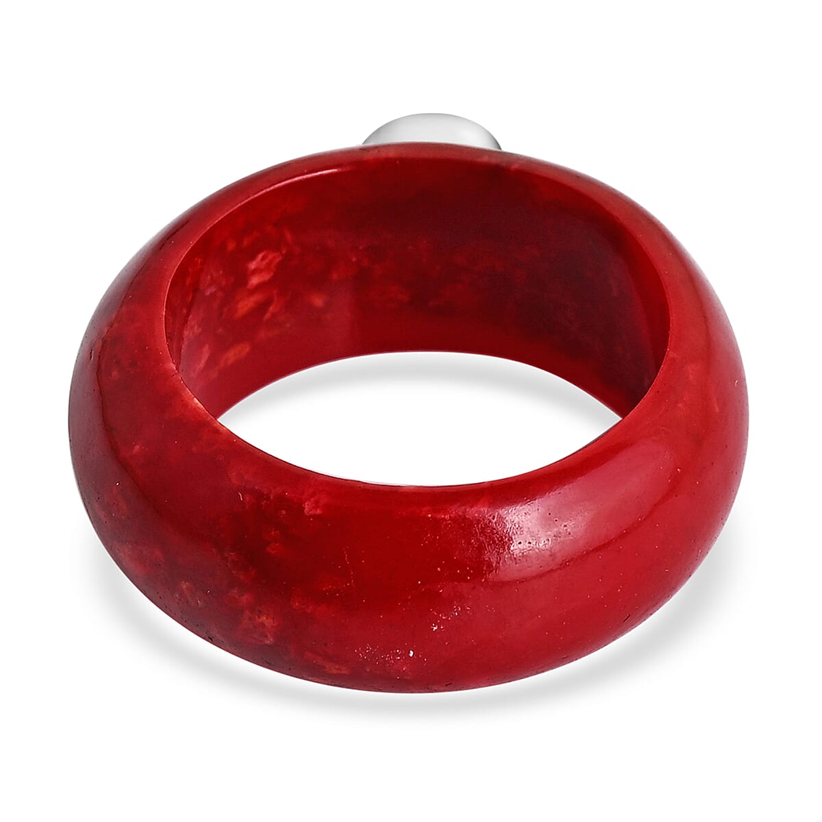 Royal Bali Collection - Moissanite & Red Coral Sterling Silver Band Ring 15.64 Ct.