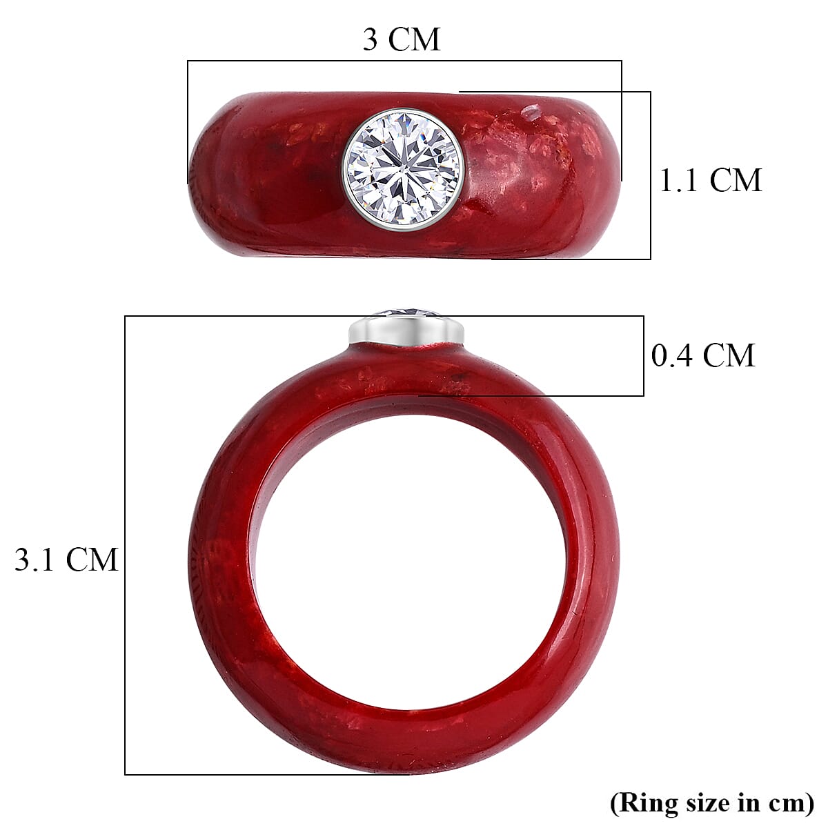 Royal Bali Collection - Moissanite & Red Coral Sterling Silver Band Ring 15.64 Ct.