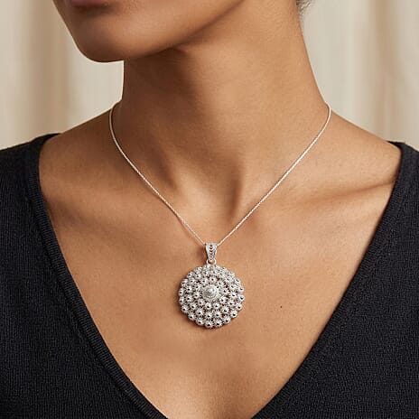 Royal Bali Collection - Sterling Silver Floral Pendant