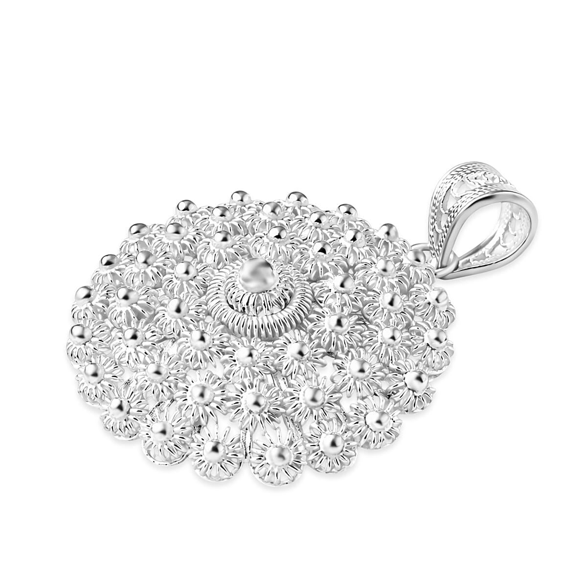 Royal Bali Collection - Sterling Silver Floral Pendant