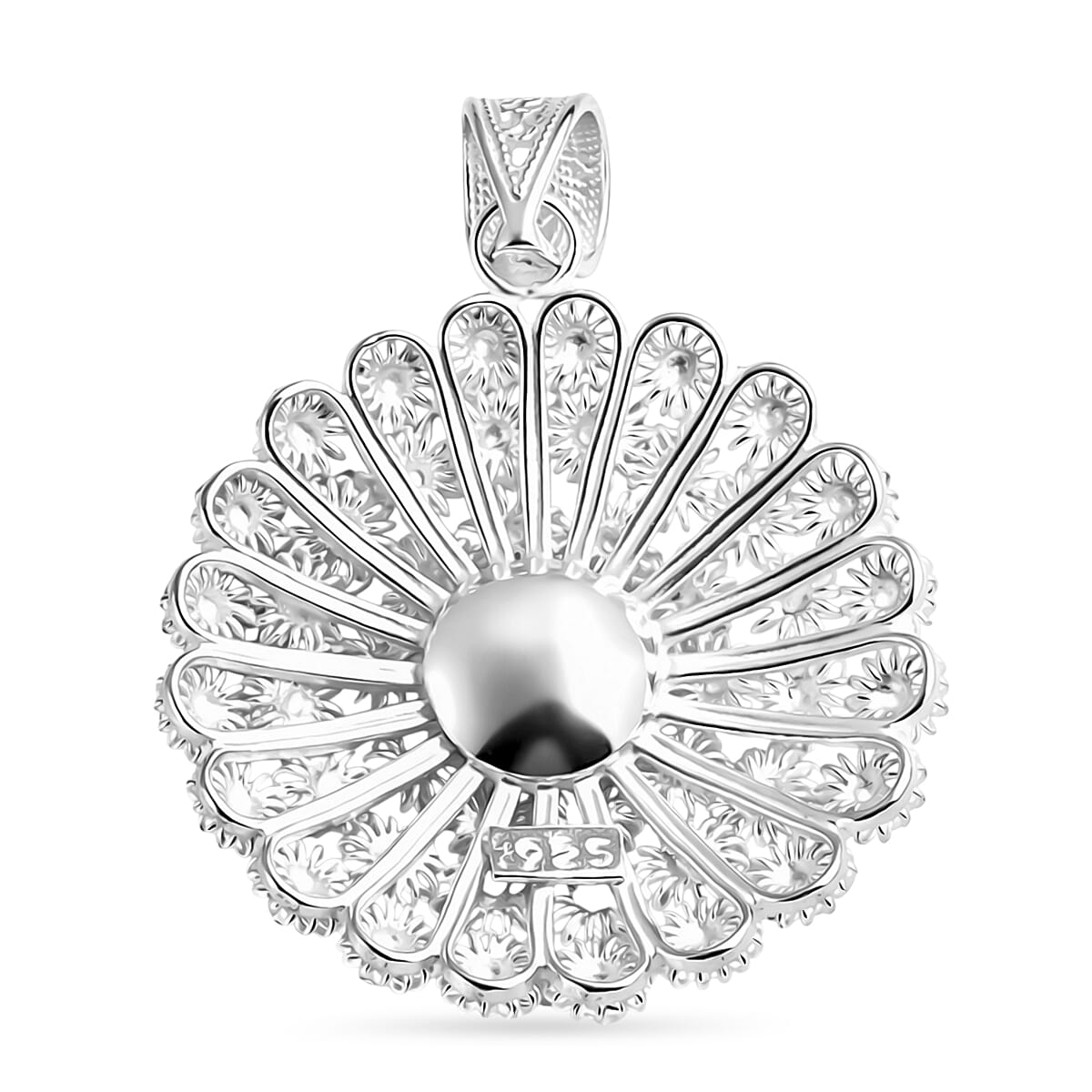 Royal Bali Collection - Sterling Silver Floral Pendant