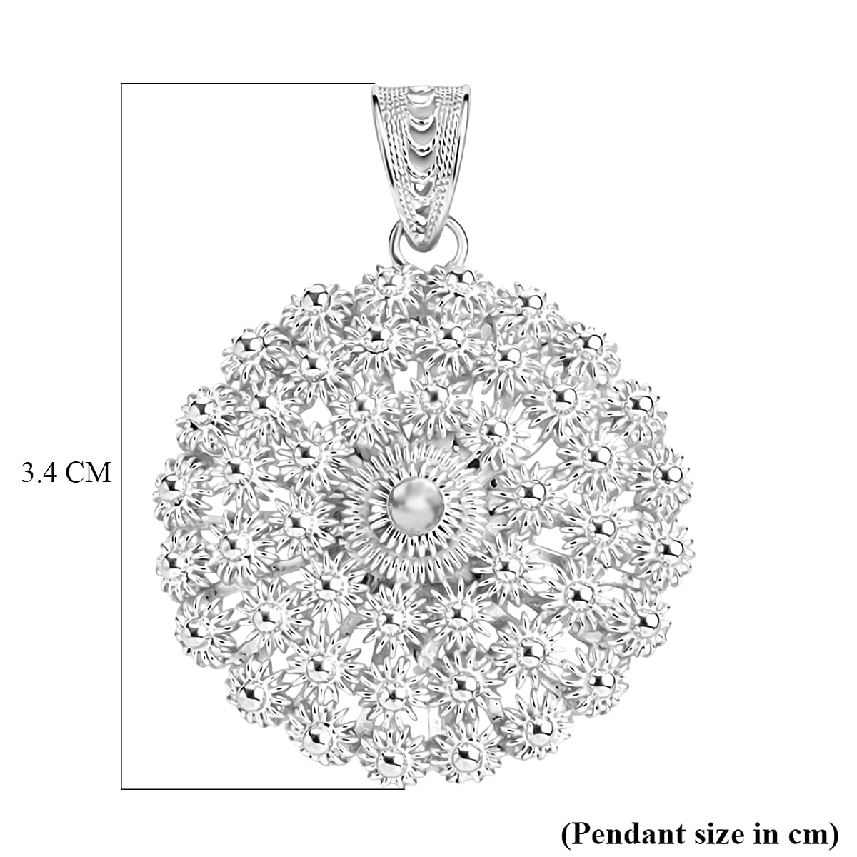 Royal Bali Collection - Sterling Silver Floral Pendant