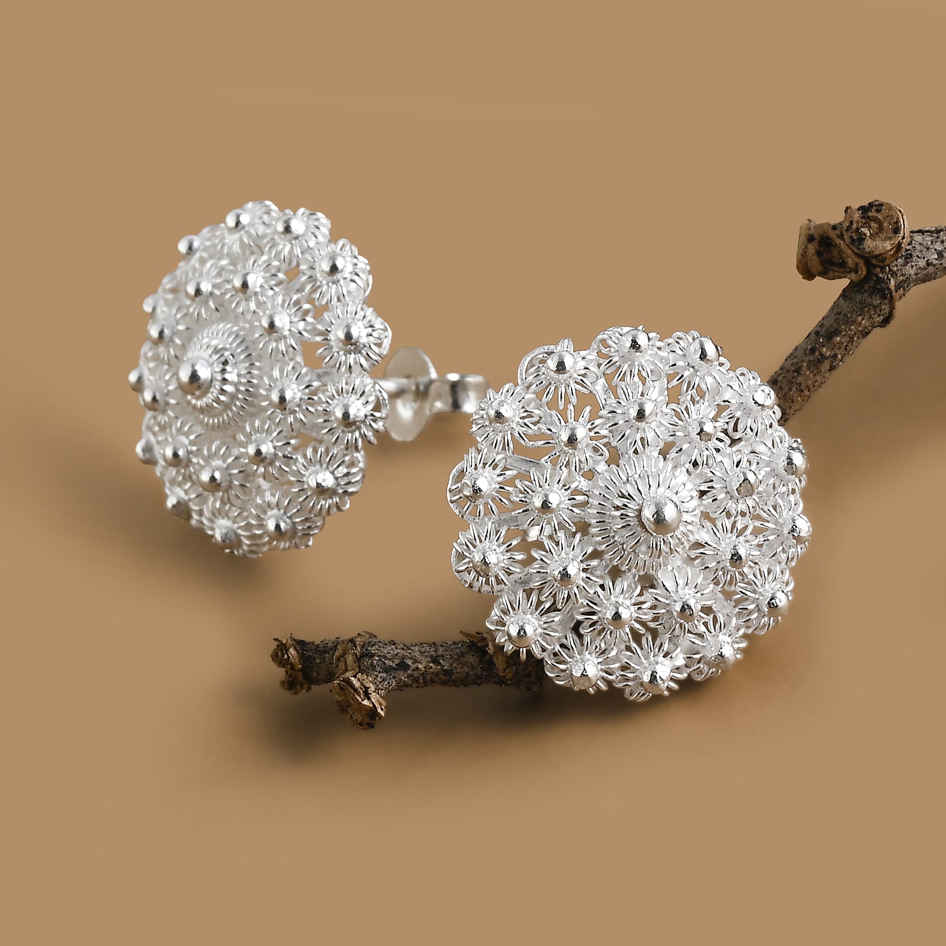 Royal Bali Collection - Sterling Silver Stud Push Back Earrings