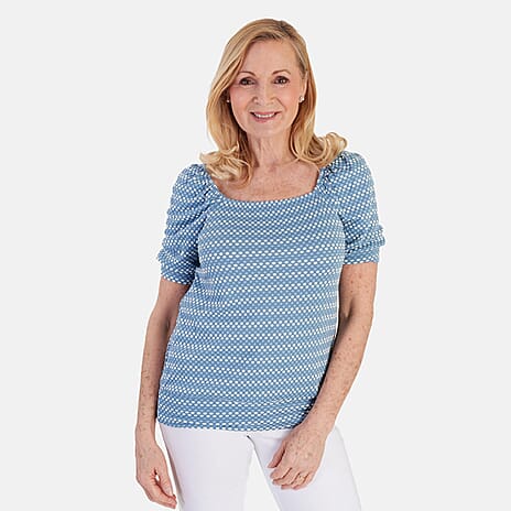 La Marey Short Sleeve Aop Top (Size 10) - Light Blue