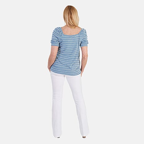 La Marey Short Sleeve Aop Top (Size 16) - Light Blue