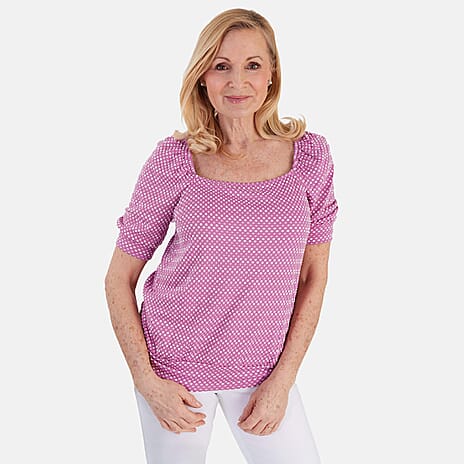 La Marey Short Sleeve Aop Top (Size 14) - Light Pink