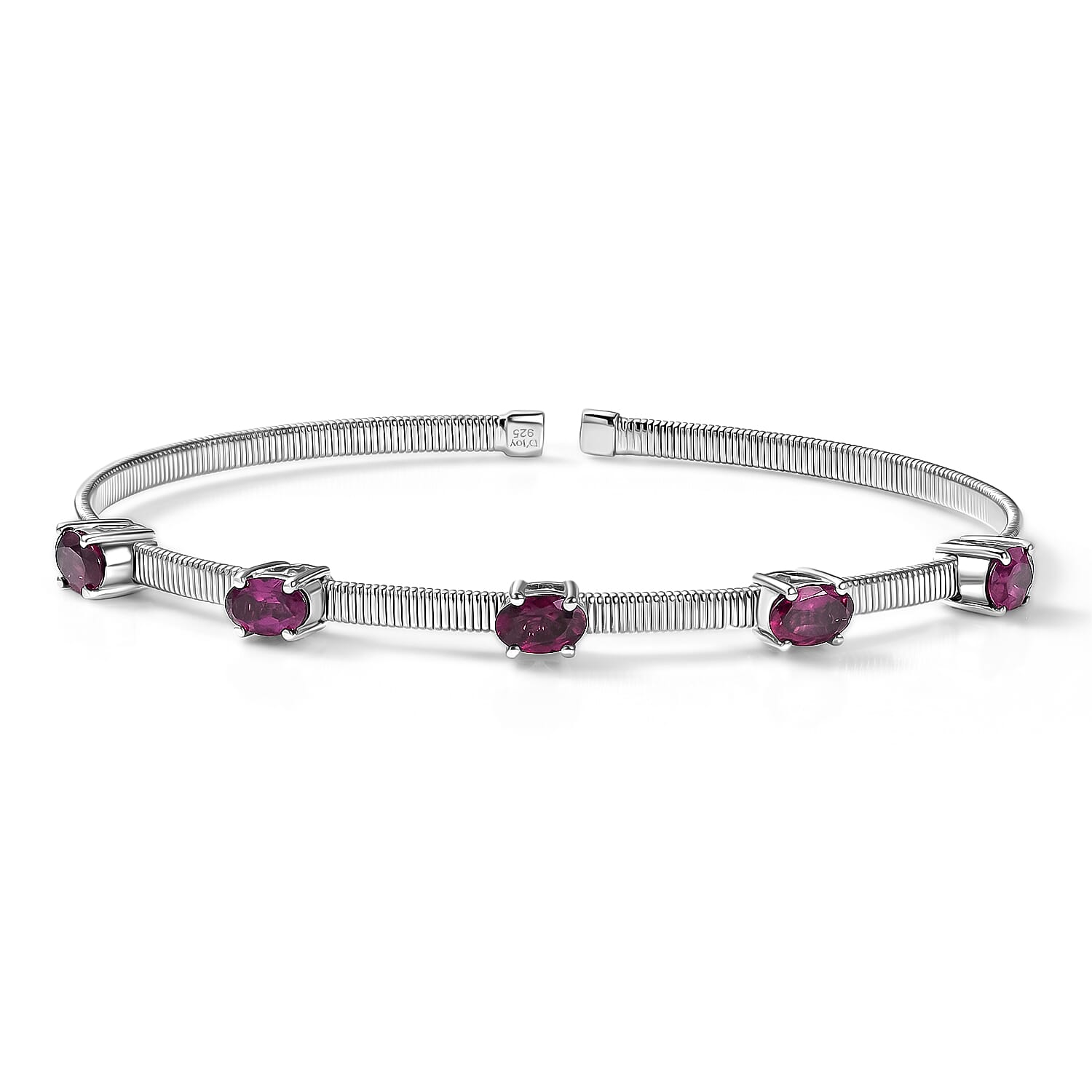D'Joy Radiant Ember Garnet Full Bangle in Rhodium Overlay Sterling Silver 2.85 Ct.