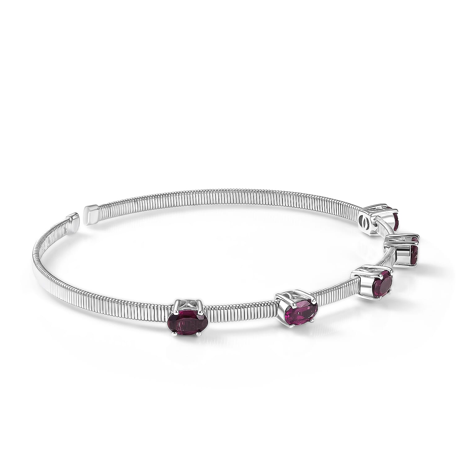 D'Joy Radiant Ember Garnet Full Bangle in Rhodium Overlay Sterling Silver 2.85 Ct.