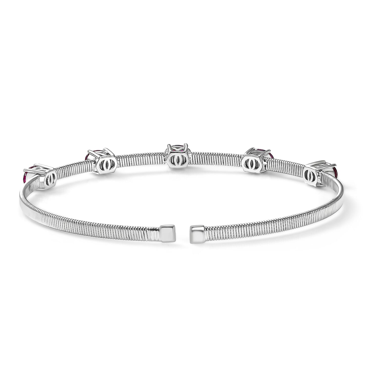 D'Joy Radiant Ember Garnet Full Bangle in Rhodium Overlay Sterling Silver 2.85 Ct.