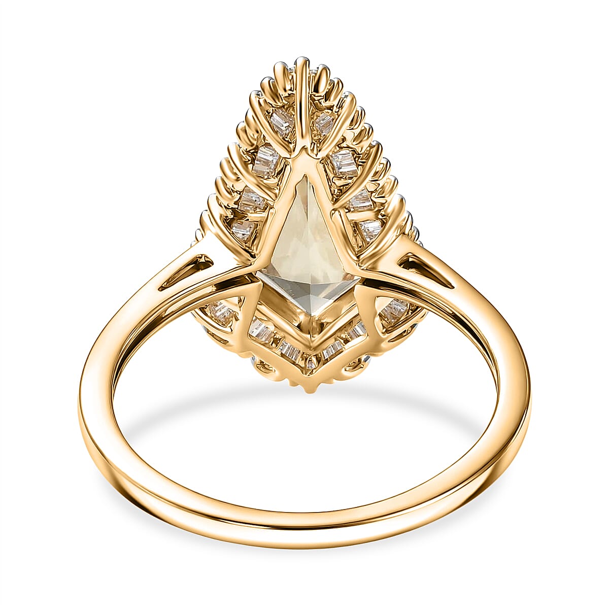 9K Yellow Gold AAA Turkizite Kite & VS-E-F Lab Grown Diamond Halo Ring 2.79 Ct, Gold Wt. 3.22 Gms