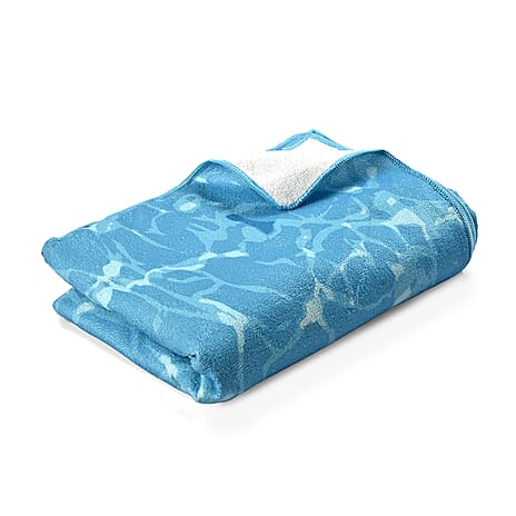 Livmore Micro Polyester Digital Printed Bath Towel (90x180 cm) - Blue
