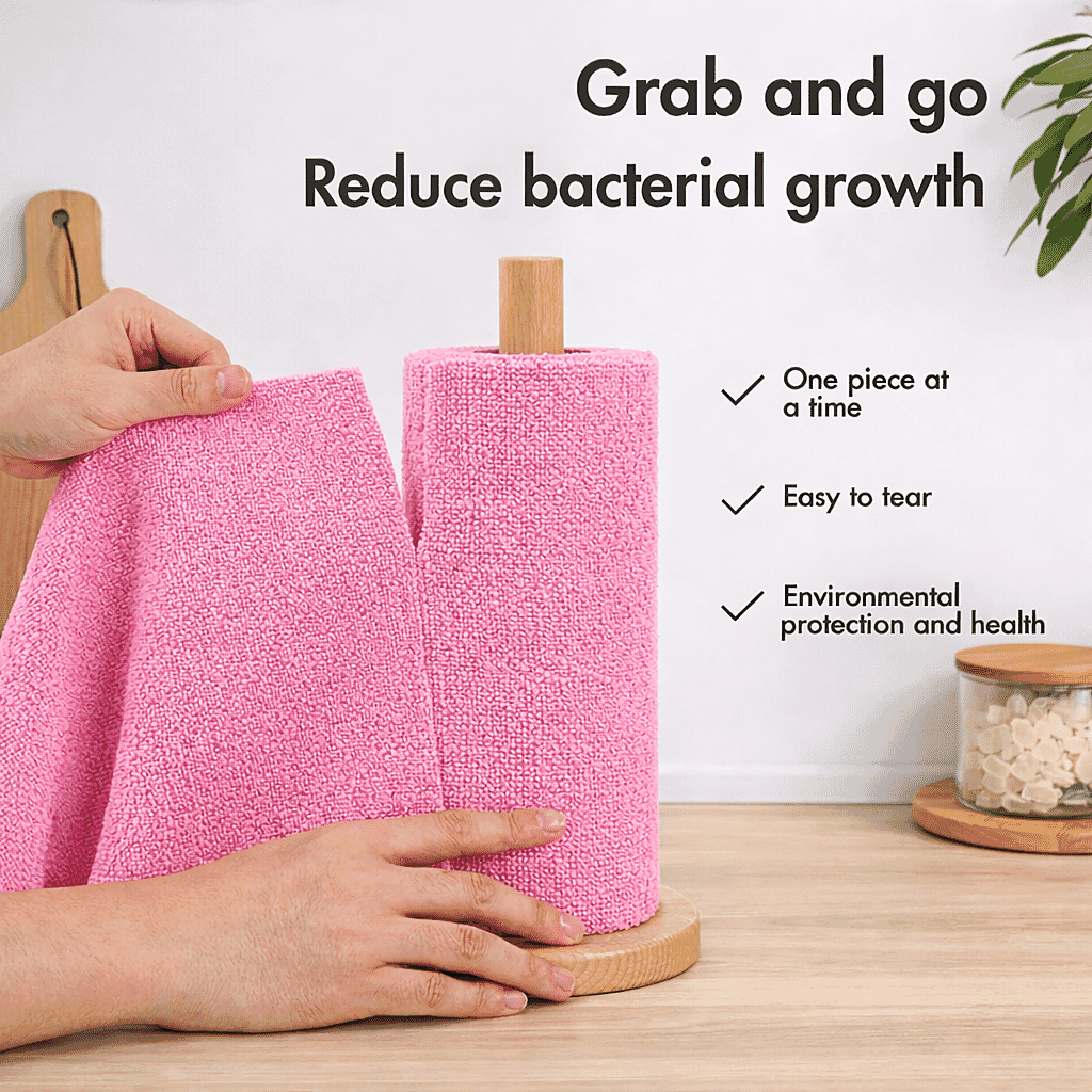 Livmore Microfibre Cleaning Towel Roll - 30 Pulls (25 x 25cm) - Pink