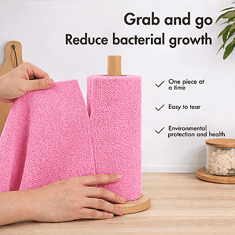 Livmore Microfibre Cleaning Towel Roll - 30 Pulls (25 x 25cm) - Pink