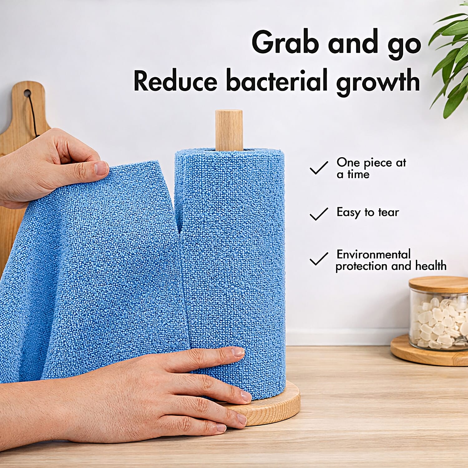 Livmore Microfibre Cleaning Towel Roll - 30 Pulls (25 x 25cm) - Light Blue