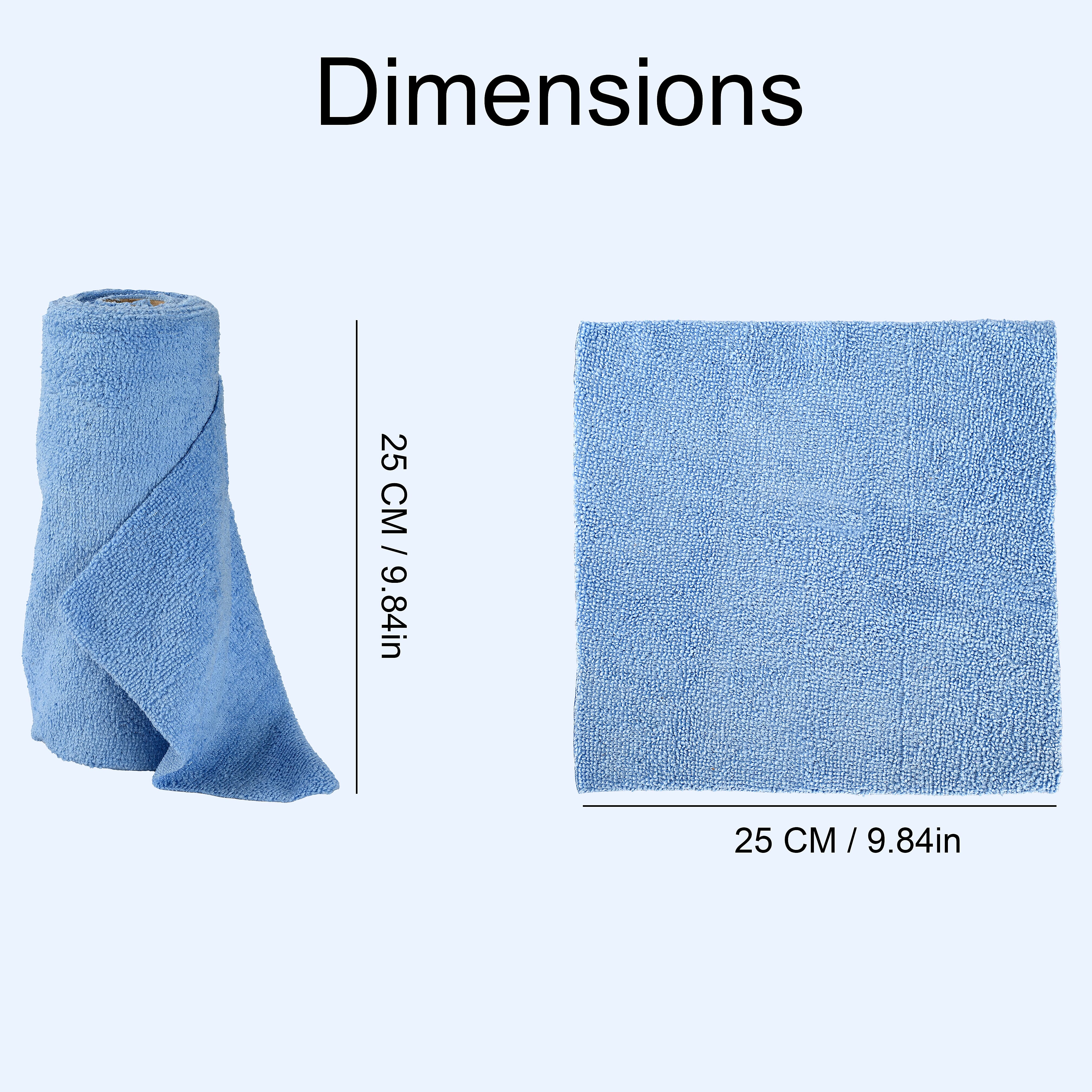 Livmore Microfibre Cleaning Towel Roll - 30 Pulls (25 x 25cm) - Light Blue