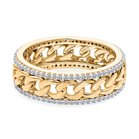 LUXURIANT 0.51 ct. Lab Grown Diamond Curb Chain Band Ring in 18K Vermeil Yellow Gold Plated Sterling Silver (SI-GH)