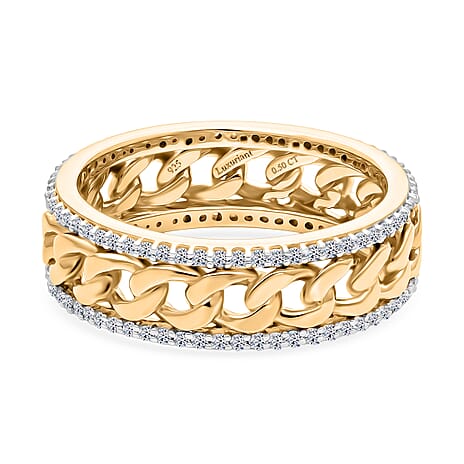 Luxuriant SI-GH Lab Grown Diamond Band Ring in 18K Vermeil Yellow Gold Plated Sterling Silver 0.51 Ct.