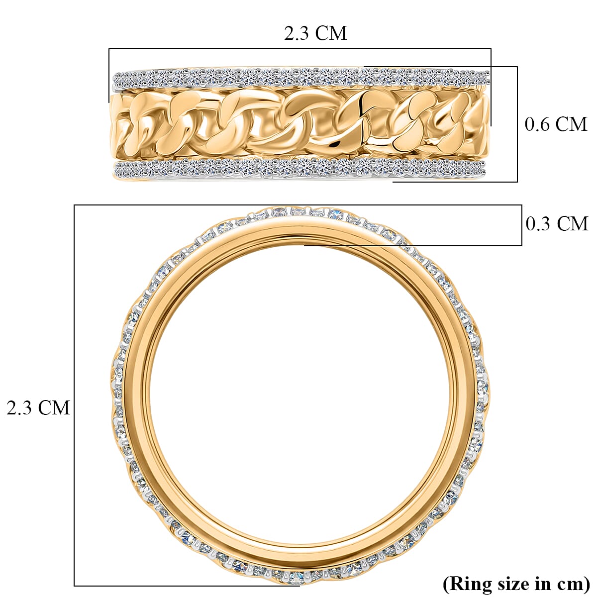 Luxuriant SI-GH Lab Grown Diamond Band Ring in 18K Vermeil Yellow Gold Plated Sterling Silver 0.51 Ct.
