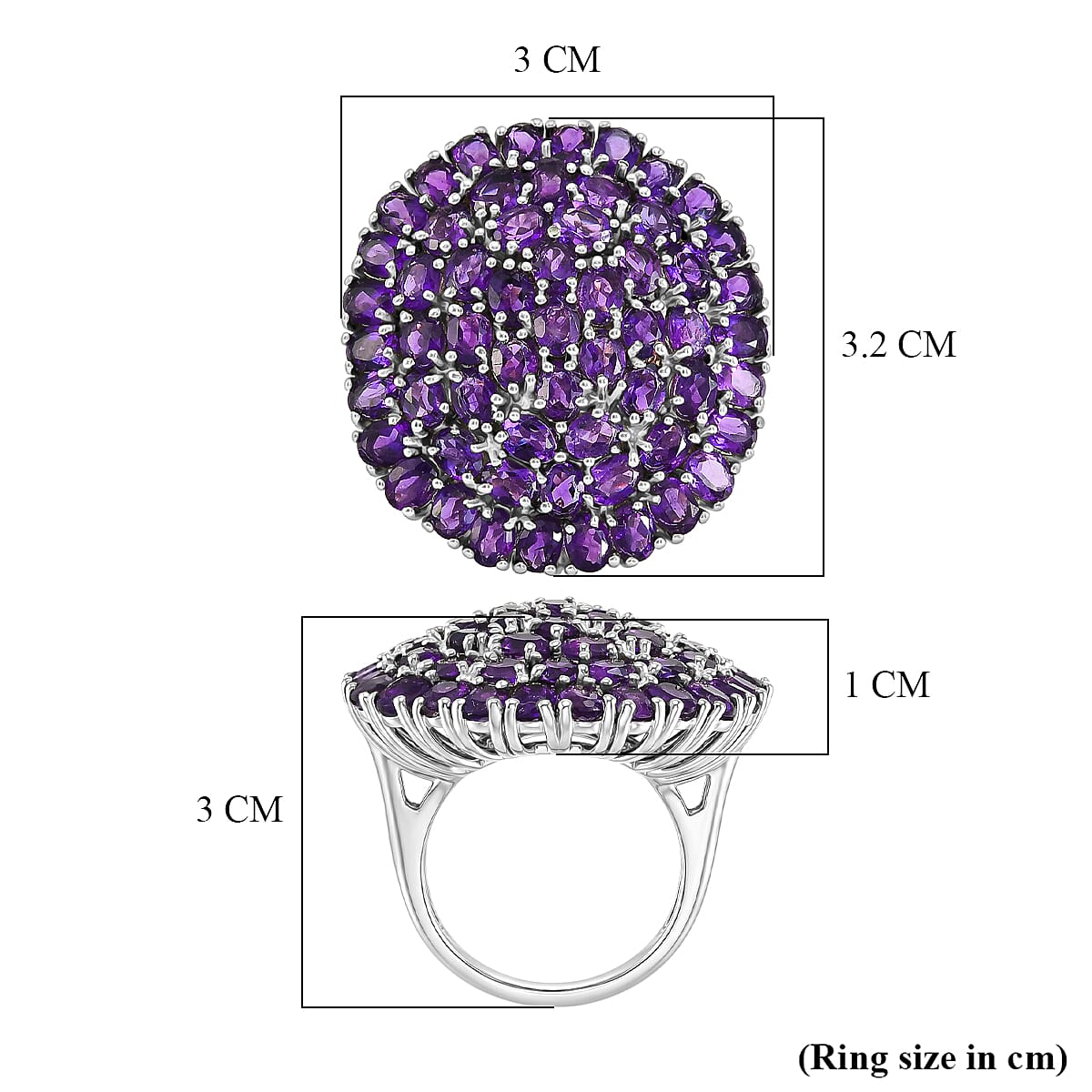 EverTrue - African Amethyst Cluster Ring 9.44 Ct.