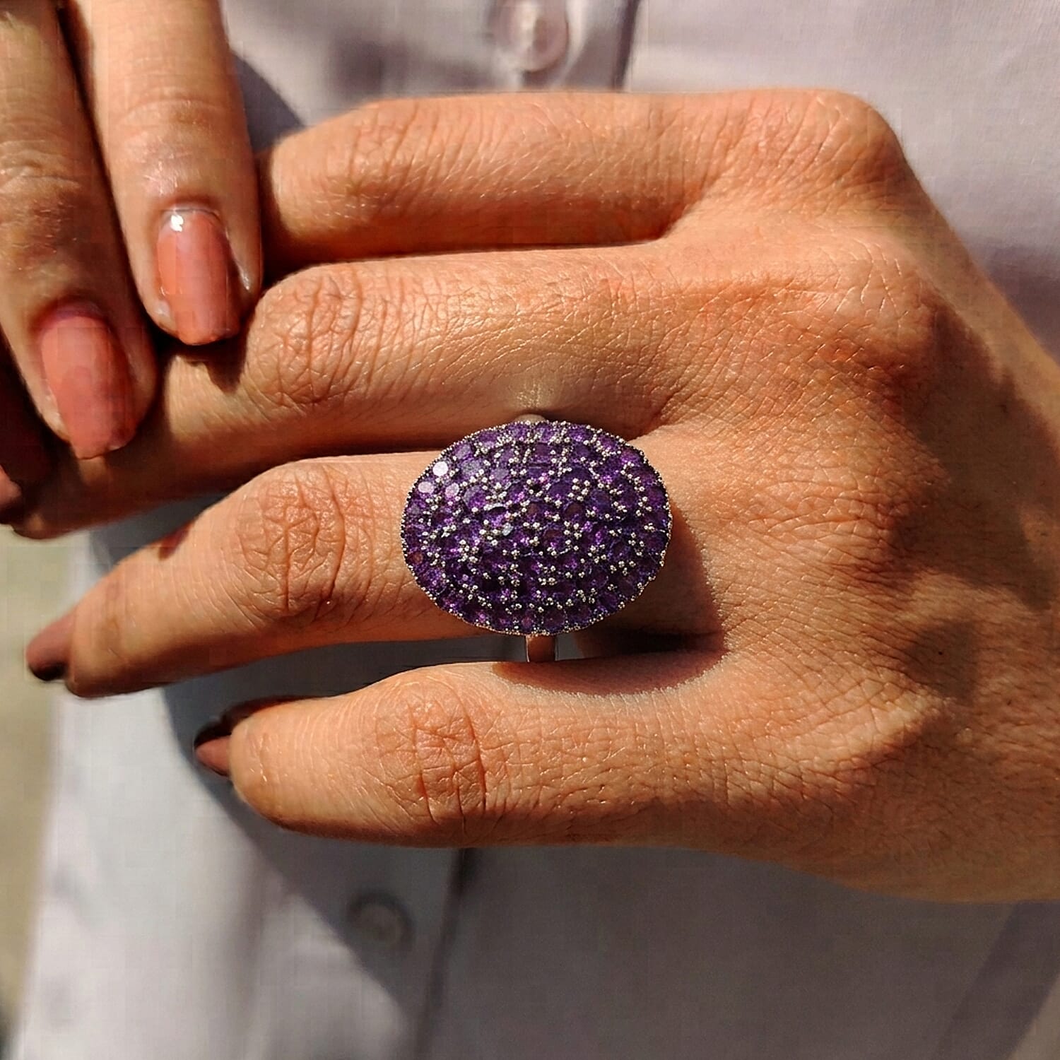 Natural Gemstone Cluster Ring