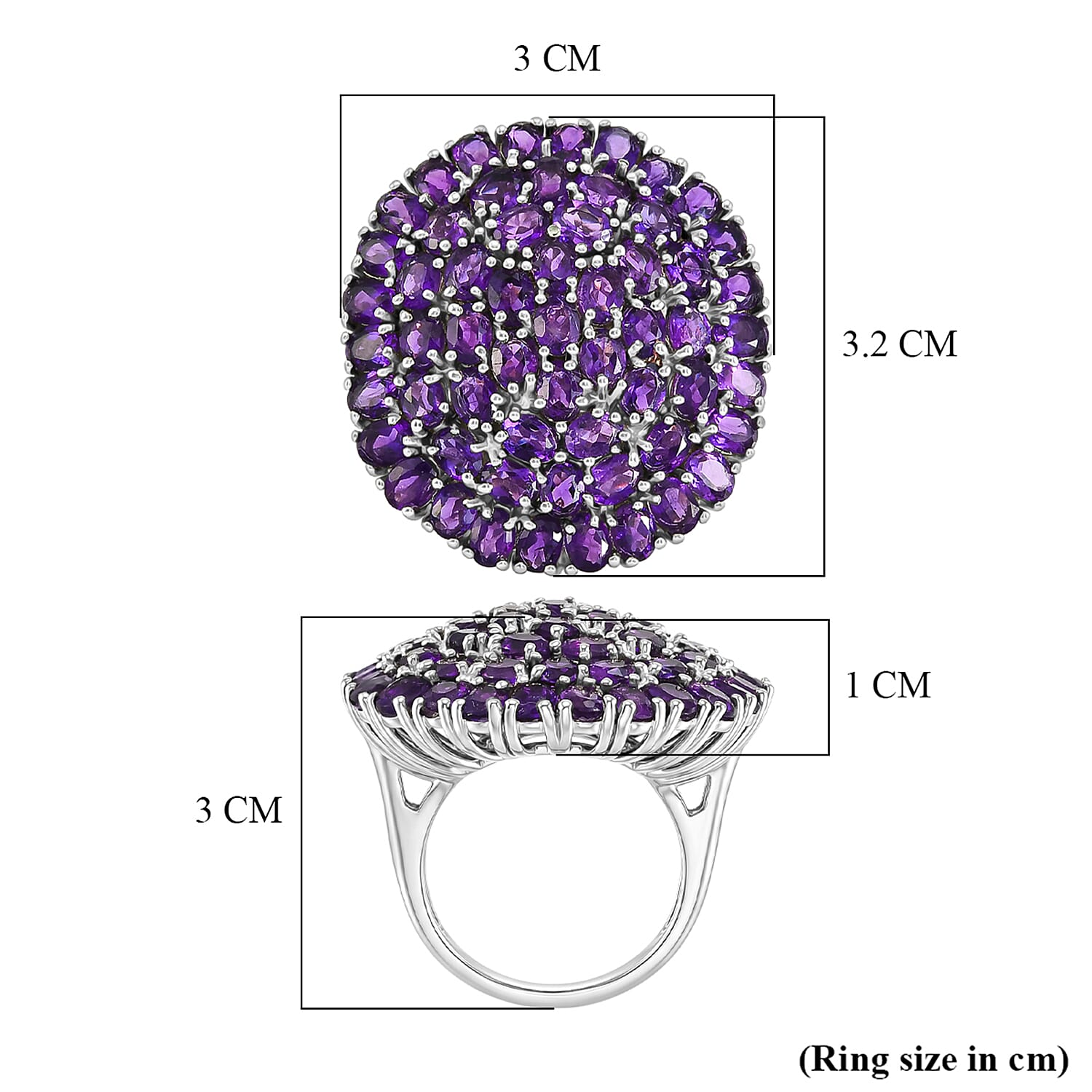 Natural Gemstone Cluster Ring