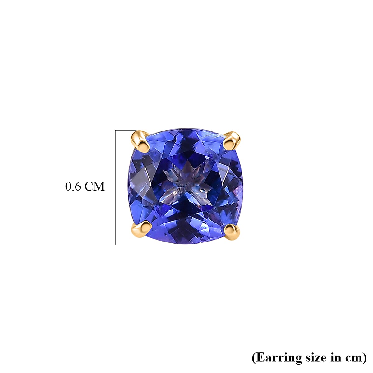 9K Yellow Gold Tanzanite Solitaire Stud Push Post Earring 2.60 Ct.