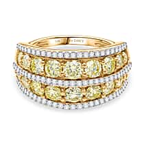 New York Close Out - 14K Yellow Gold SGL Certified Earth Mined Yellow Diamond & White Diamond Band Ring 2.00 Ct. 4.50 gram.