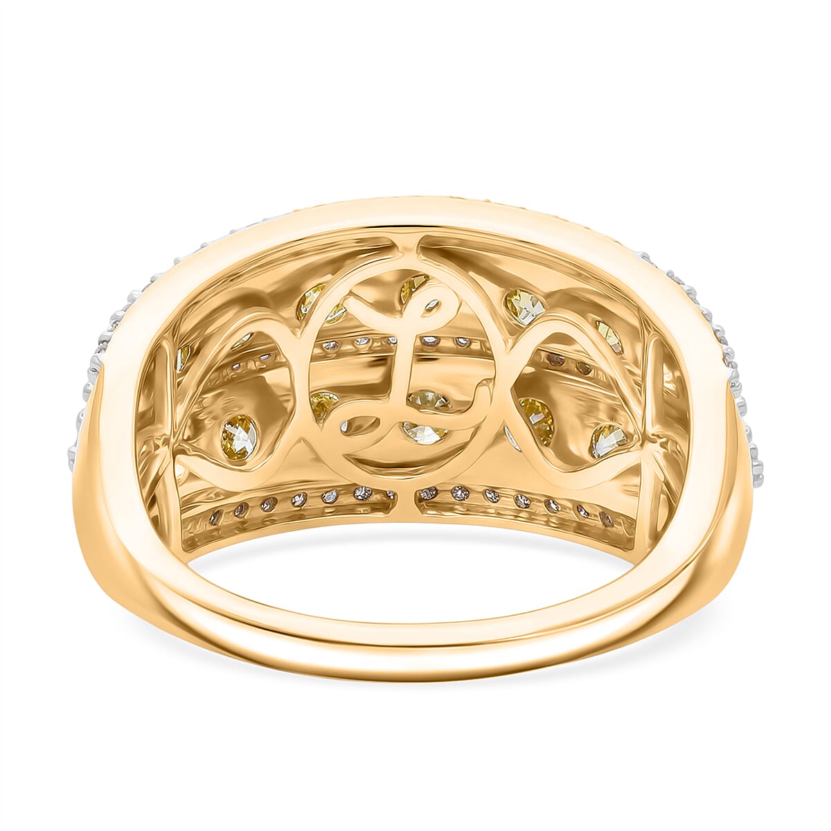 LUXORO 14K Yellow Gold SGL Certified Yellow Diamond & White Diamond Ring 2.00 Ct.