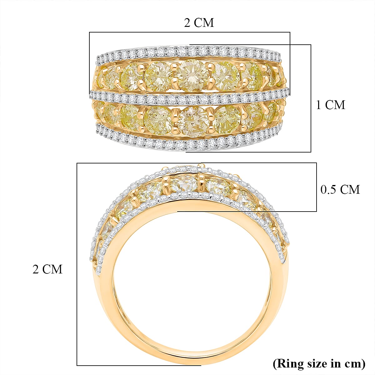 LUXORO 14K Yellow Gold SGL Certified Yellow Diamond & White Diamond Ring 2.00 Ct.