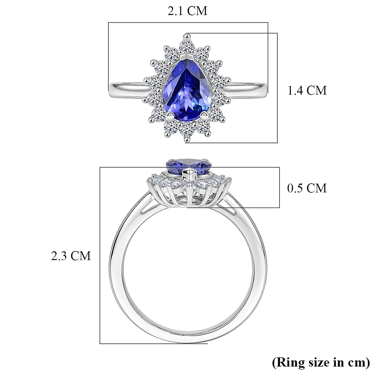 Luxuriant Tanzanite & SI-G-H Lab Grown Diamond Sunburst Halo Ring in Rhodium Overlay Sterling Silver 1.52 Ct.