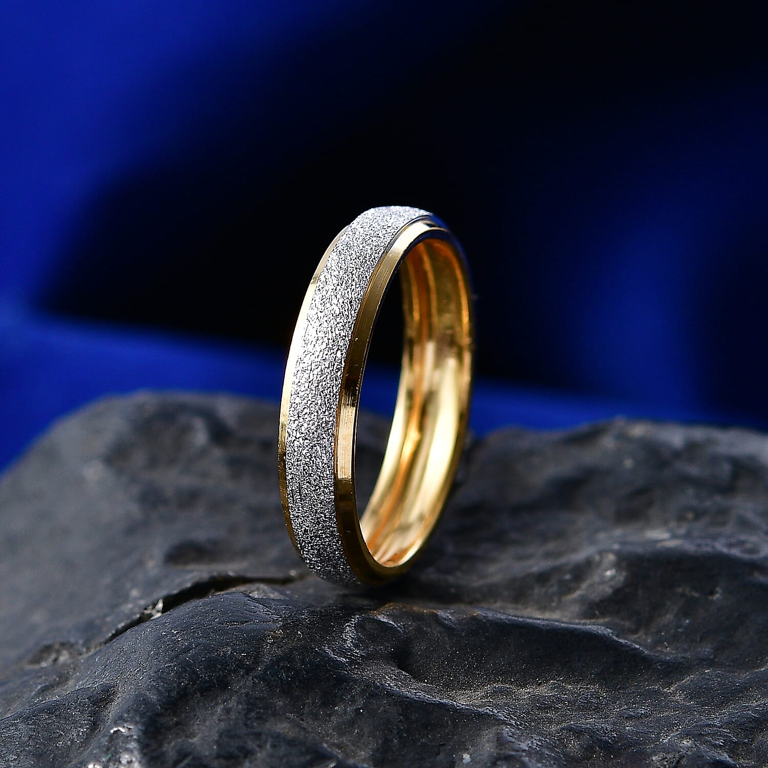 Band Ring in 18K Vermeil Yellow Gold Plated & Platinum Overlay Sterling Silver