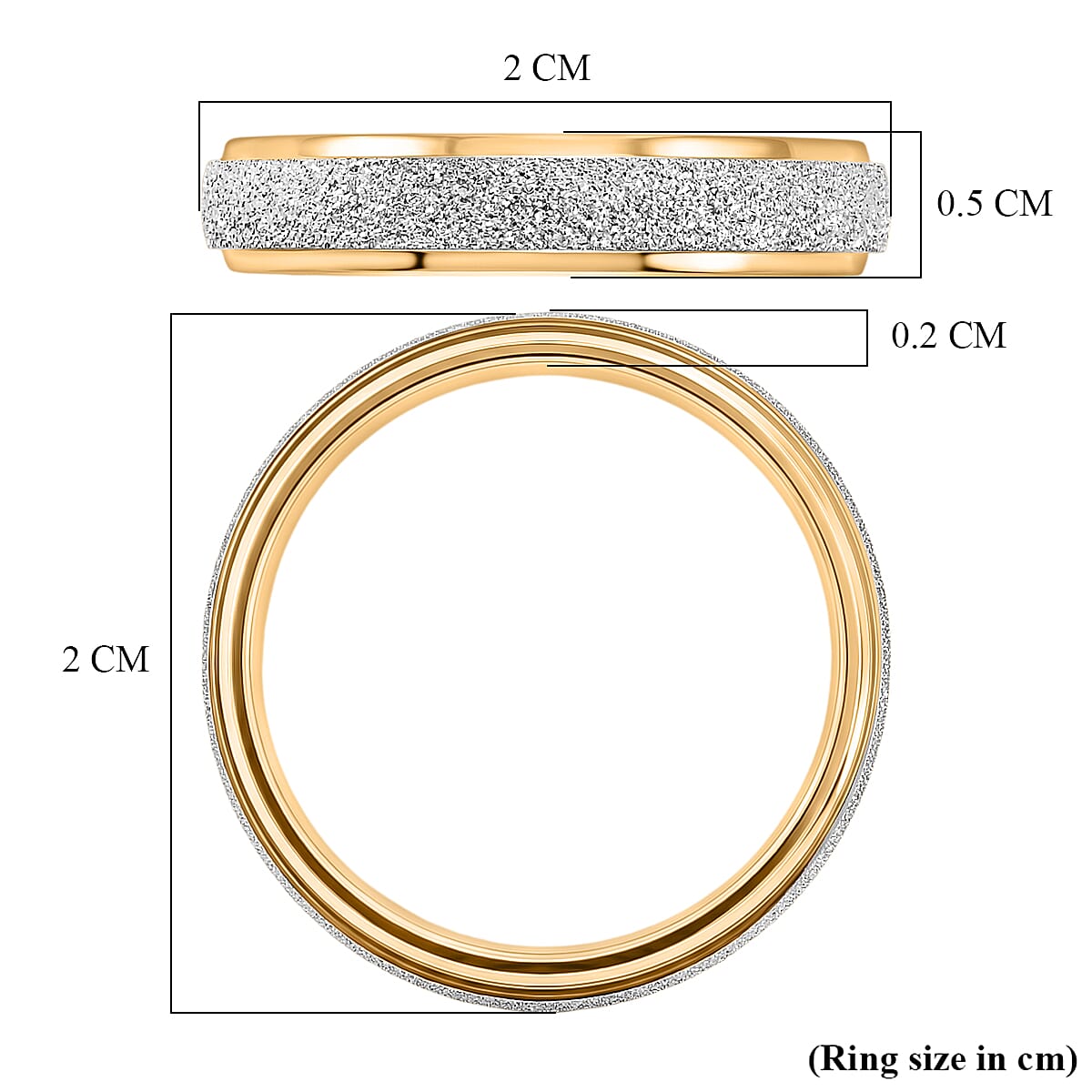 Band Ring in 18K Vermeil Yellow Gold Plated & Platinum Overlay Sterling Silver