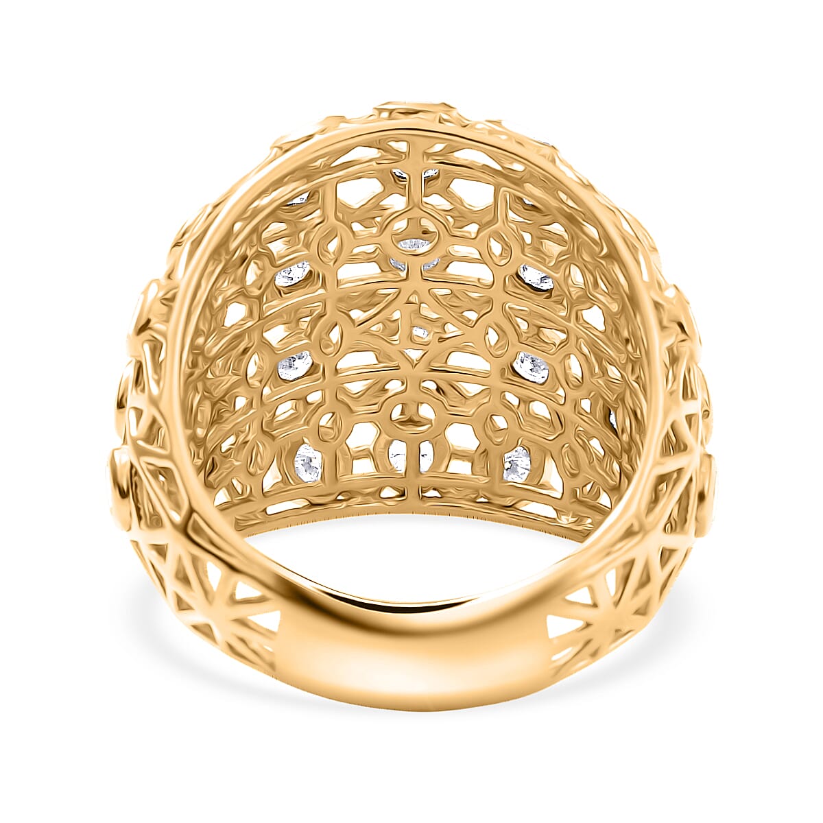 Luxuriant SI-G-H Lab Grown Diamond Lattice Ring in 18K Vermeil Yellow Gold Plated Sterling Silver 1.35 Ct.