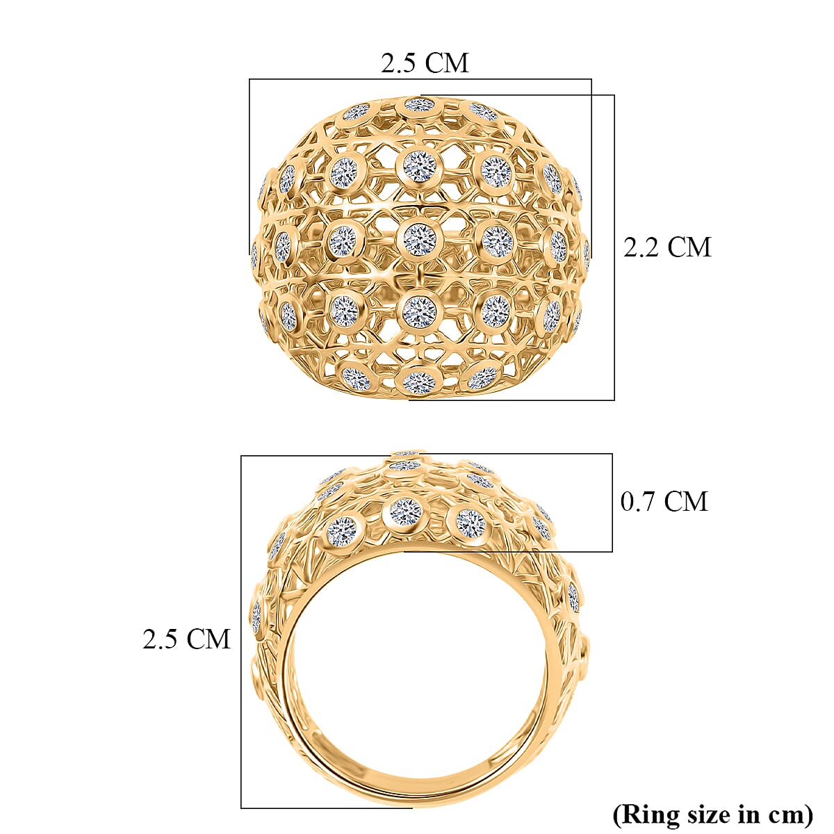 Luxuriant SI-G-H Lab Grown Diamond Lattice Ring in 18K Vermeil Yellow Gold Plated Sterling Silver 1.35 Ct.